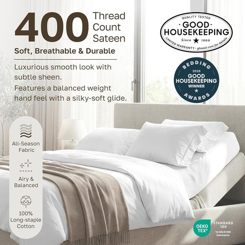 California Design Den Split King Bed Sheet Set - 100% Cotton, 400 TC, Silky Sateen Weave, Deep Pockets - Peacock Blue