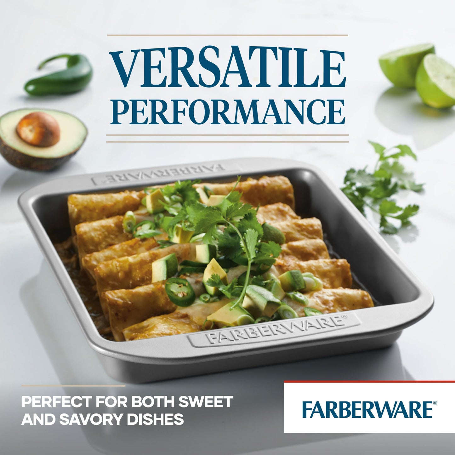 Farberware Nonstick Bakeware 9-Inch Square Cake Pan, Gray