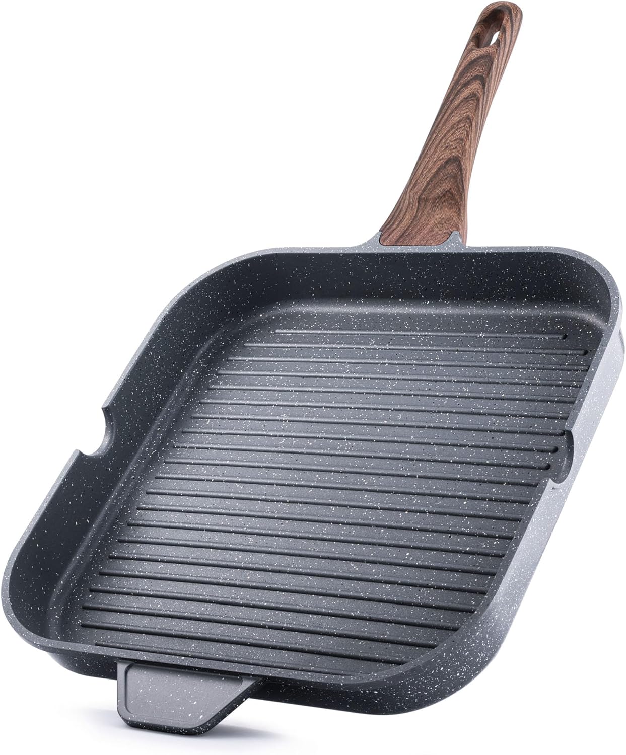 SENSARTE Nonstick Grill Pan - Versatile 12-Inch Griddle with Pour Spouts for Indoor & Outdoor Cooking