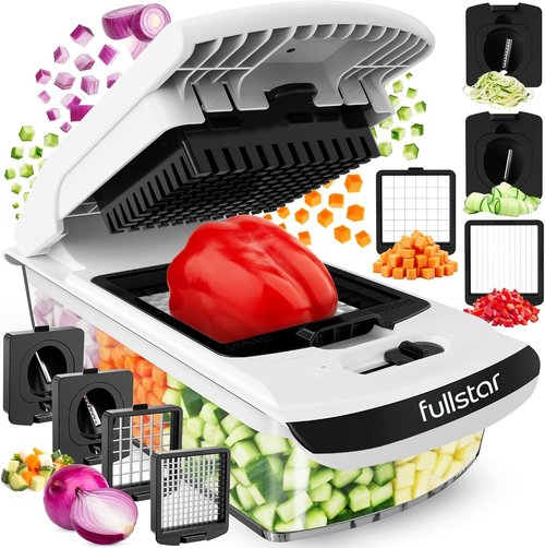 Fullstar Vegetable Chopper - 4-in-1 Pro Chopper & Spiralizer with Container | Essential Kitchen Gadget (White)