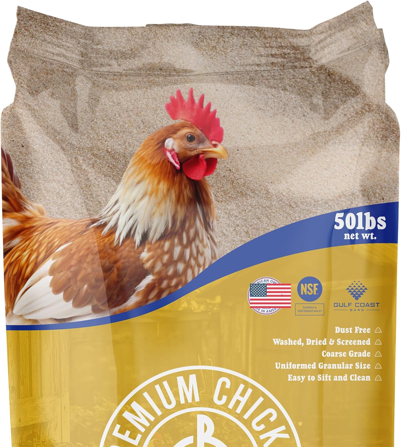 Premium Chicken Sand - Dust-Free, Odor-Control Bedding for Coops & Nesting Boxes | 50 lbs (8-Pack)