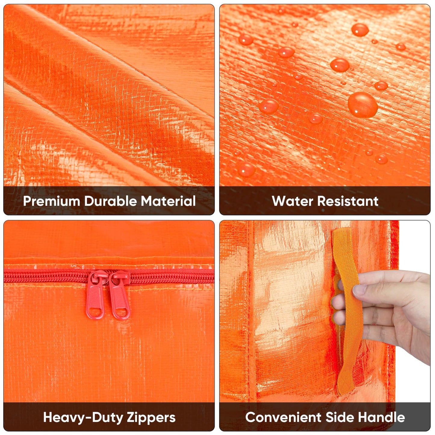 BALEINE 8-Pack Oversized Moving Bags with Reinforced Handles, Heavy-Duty Storage Tote for Clothes, Moving Supplies (Orange, 8-Pack)