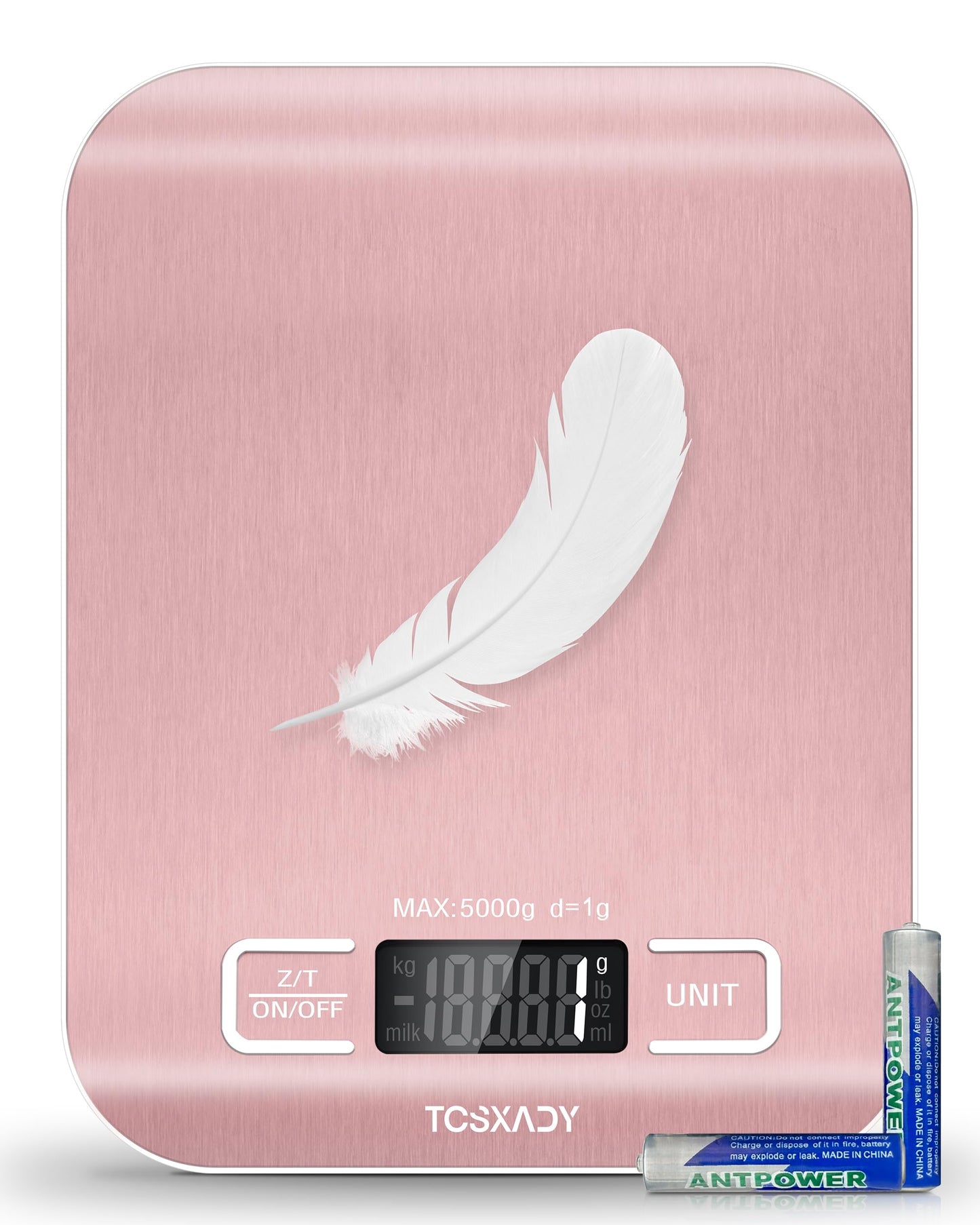 Tcsxady Food Scale, 11lb Digital Kitchen Scale with 6 Units LCD Display and Tare Function,Compact Design for Baking,Healthy Cooking,Meal Prep, 304 Stainless Steel