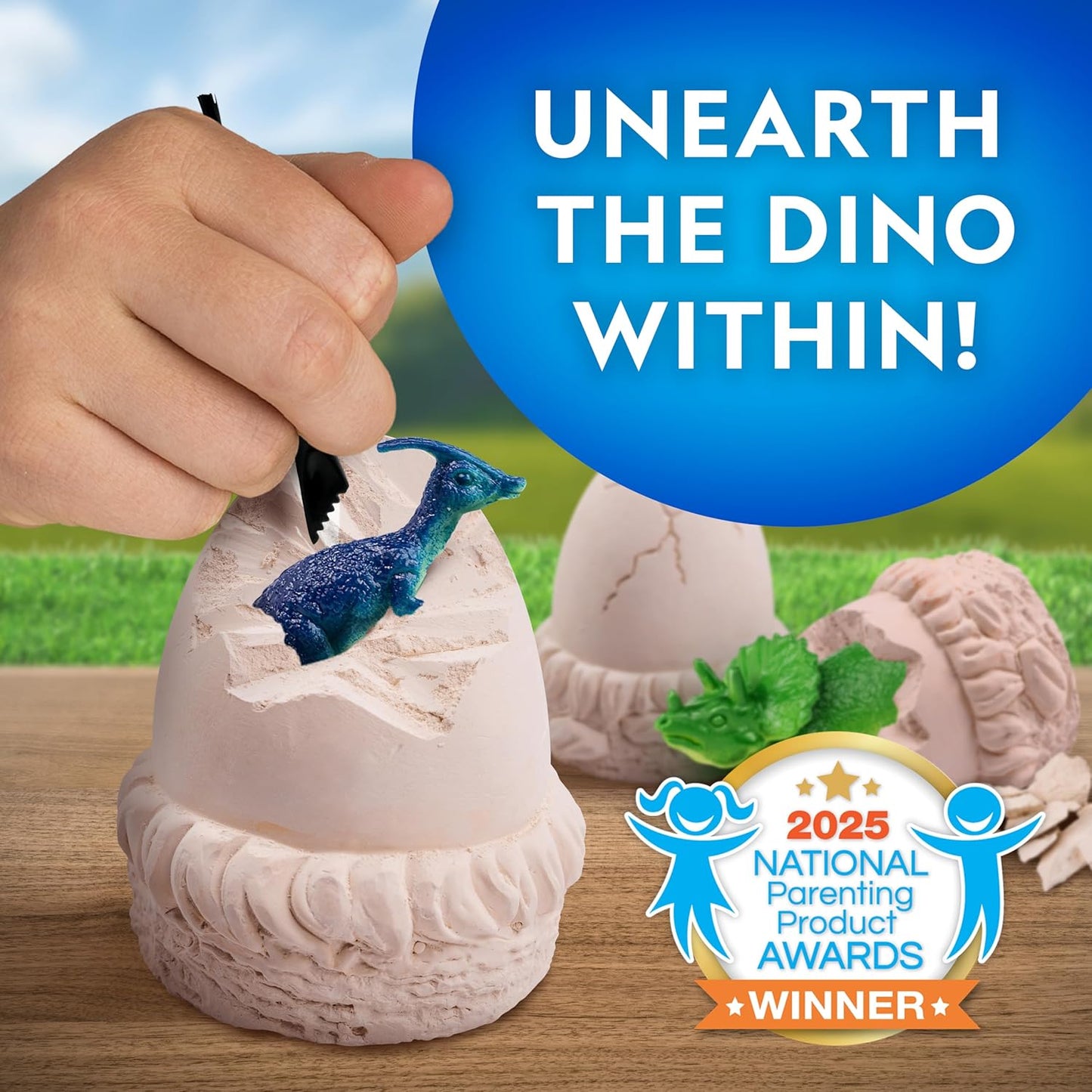 National Geographic Dinosaur Dig Kit - 12 Dino-Shaped Bricks with Figures & Excavation Tools | Perfect STEM Toy for Kids