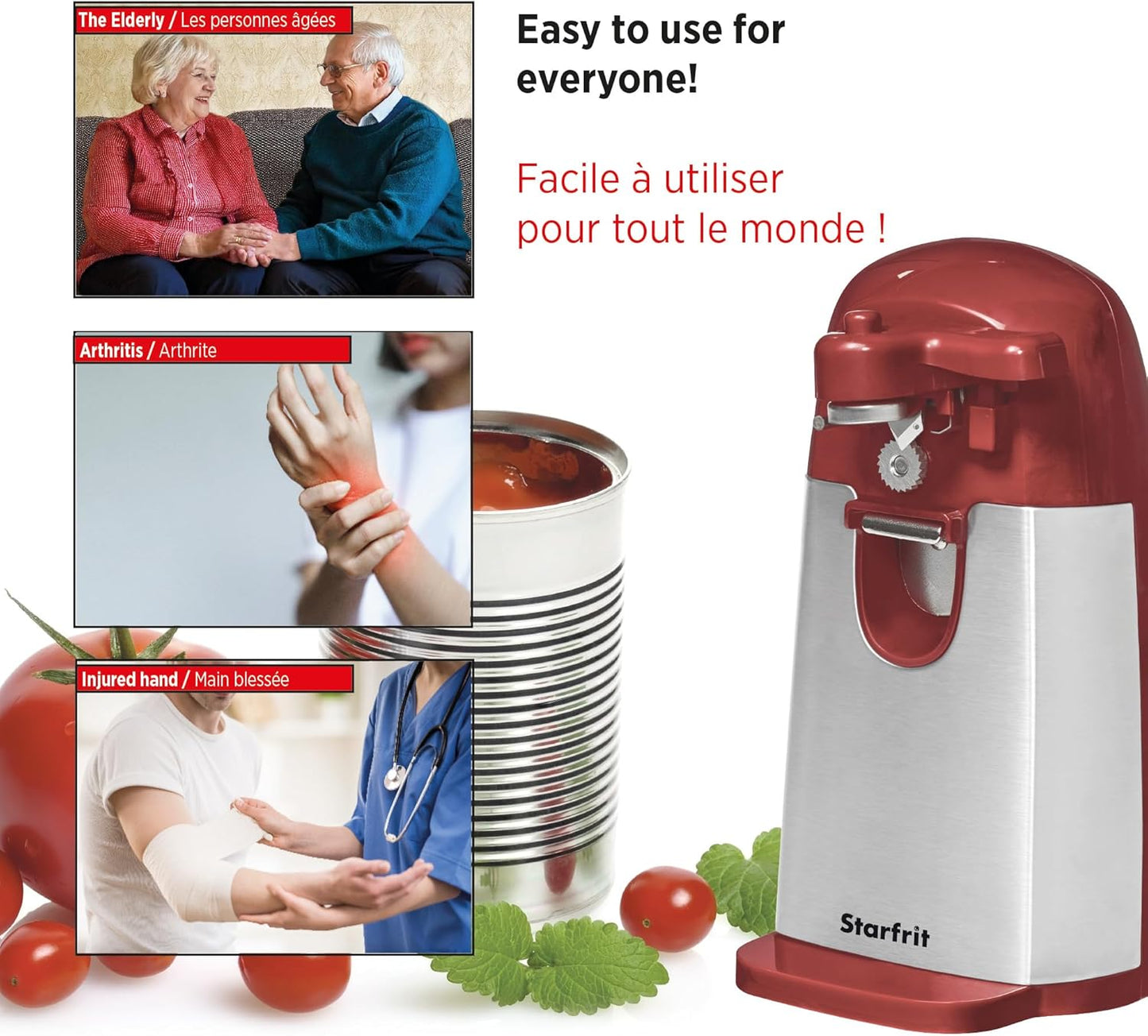 Starfrit Gourmet - MightiCan Can Opener - Safe Edge Design with Comfort Grip - Heavy Duty & Durable