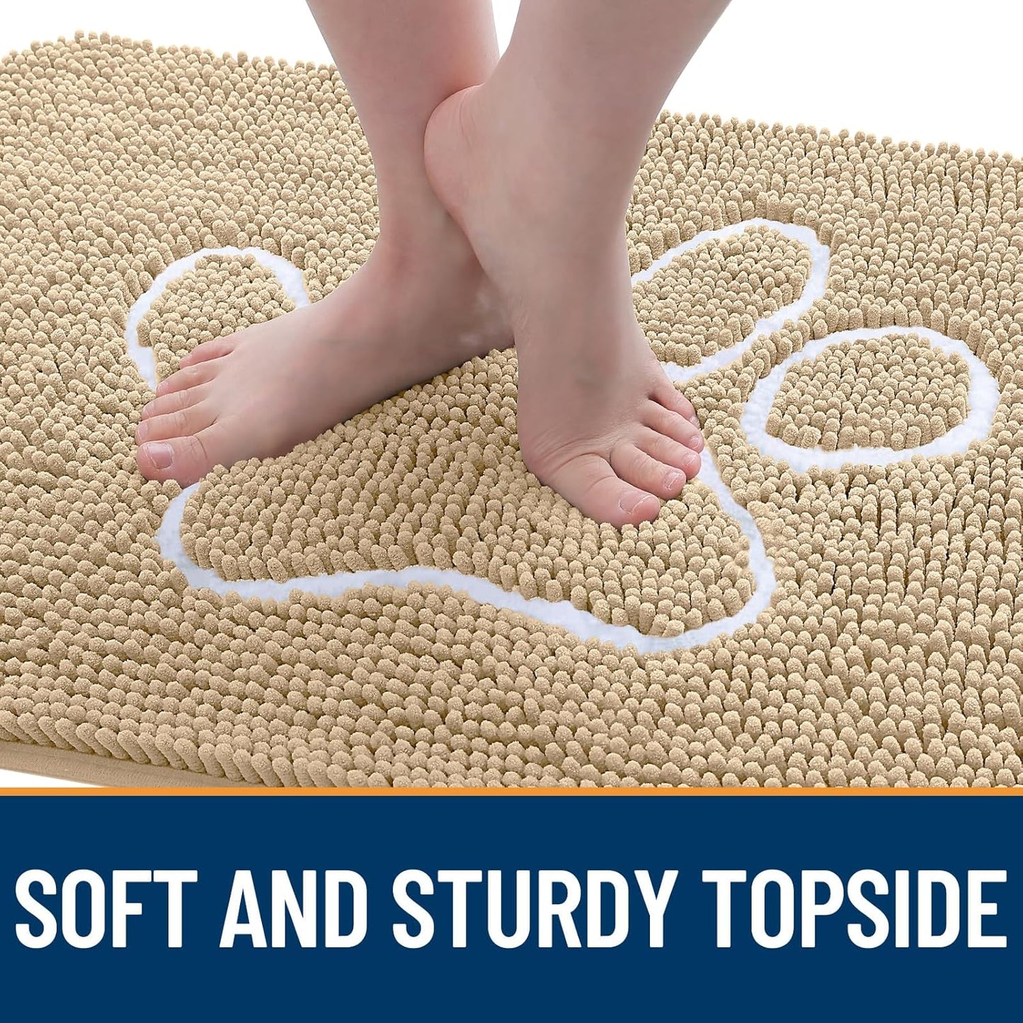 OLANLY Dog Door Mat - Absorbent Non-Slip Mud Mat for Muddy Paws | 40x24 Beige Chenille Design