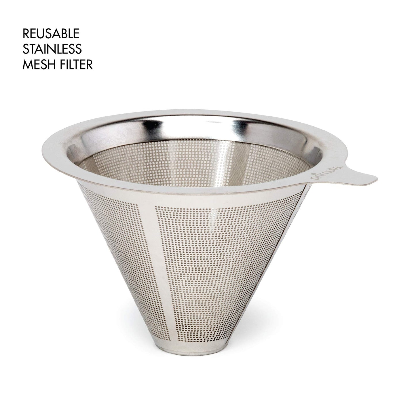 Primula Seneca Pour Over Coffee Maker Removable Ultra Fine Micro Mesh Stainless Steel Filter, 4.8 x 4.8 x 4.8 inches, Black