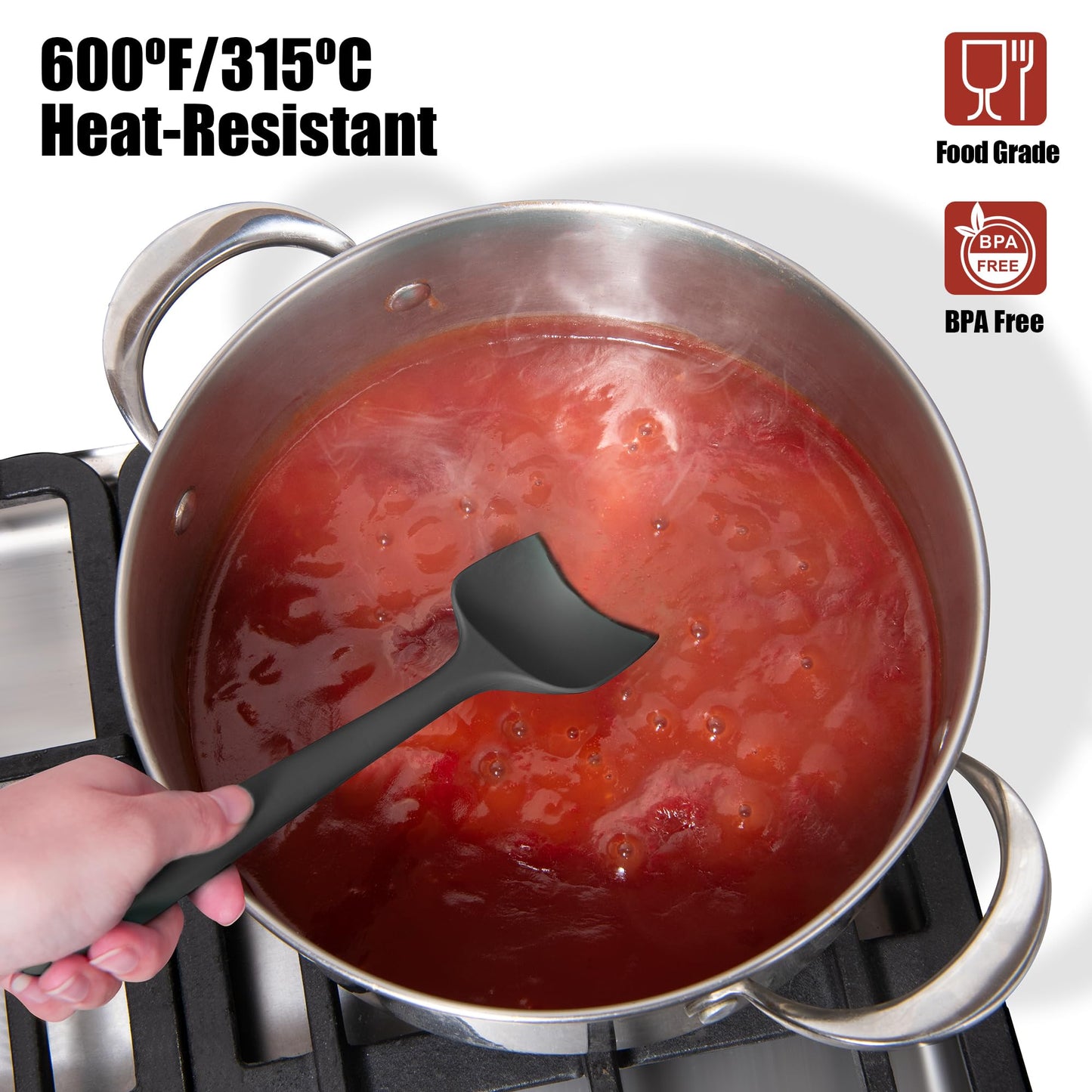 4-Piece Silicone Spatula Scrapers: Doosu 600°F Heat Resistant Food Grade Kitchen BPA Free Rubber Baking Cooking Tool Nonstick Utensil Set for Mixing, Scraping, Folding, Stirring, Serving (Multi-3)