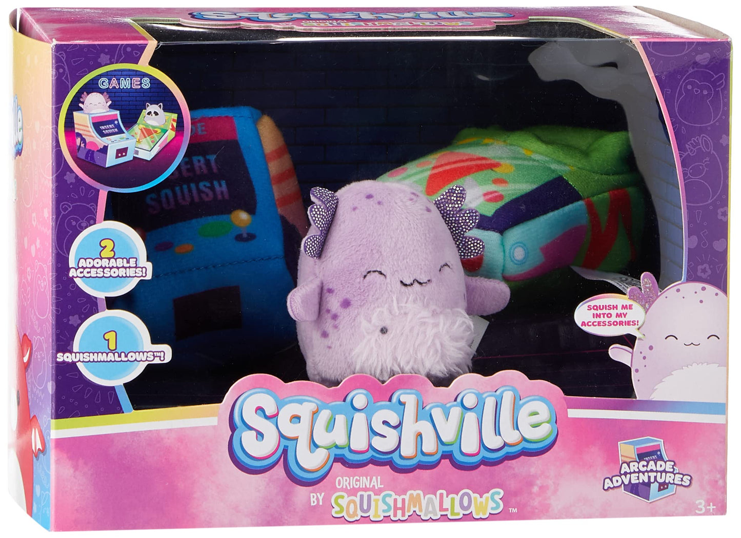 Squishville SQM0322 Arcade Adventure Set Set-2-Inch Plush and Accessories-Toys for Kids, Multi