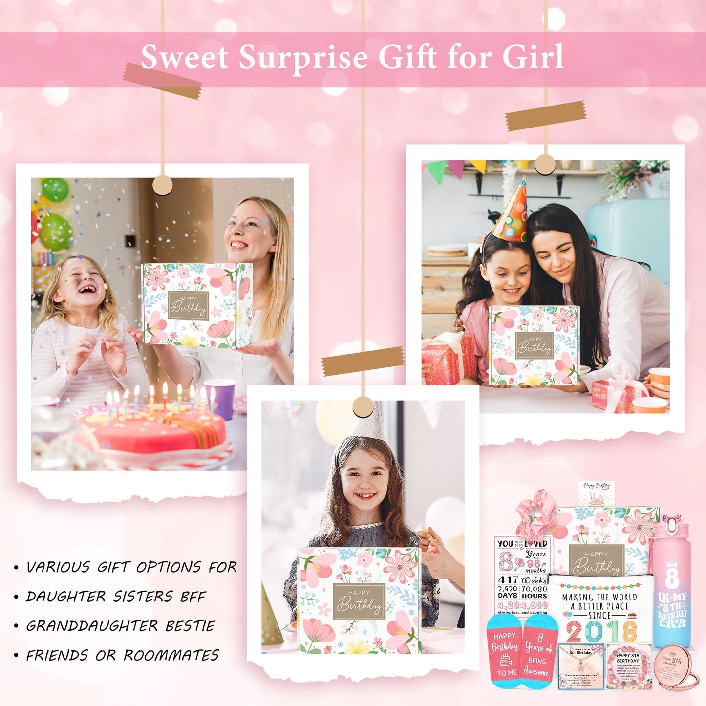 8 Year Old Girl Birthday Gift for 8 Years Old Girl Gift Ideas Trendy 8th Birthday Gifts for Girls Popular Girly Gifts for Eight Year Olds Girls Happy 8th Decoration Presents Stuff Accessories Things
