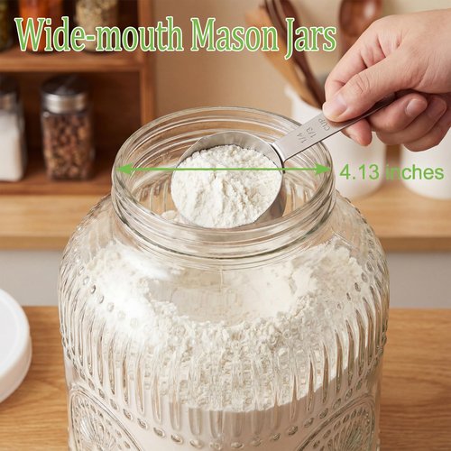 Amzcku 2 Pack 1 Gallon Large Fermentation Vintage Jars with Lids - Wide Mouth Glass Jar- Pickle Jars for Sauerkraut, Sourdough Starter