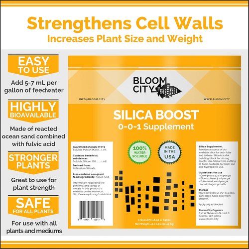 Bloom City Liquid Silica Boost Fertilizer - Concentrated 1/2 Pint (8 oz) Makes 45 Gallons