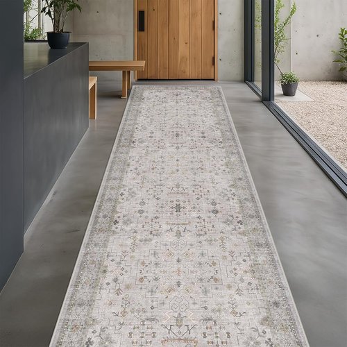 Hazo Haus Hallway Runner Rug - Light Gray Washable, Non-Slip & Stain Resistant | 2'6"x10' for Kitchen & Home Decor
