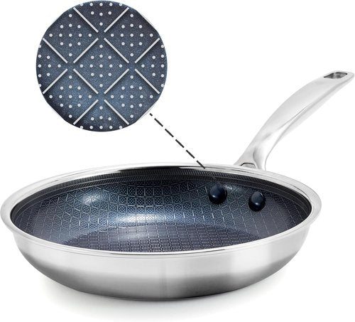 Blue Diamond Hybrid Nonstick Frying Pan - 8” PFAS-Free Ceramic Skillet with Stay-Cool Handle | Induction Ready