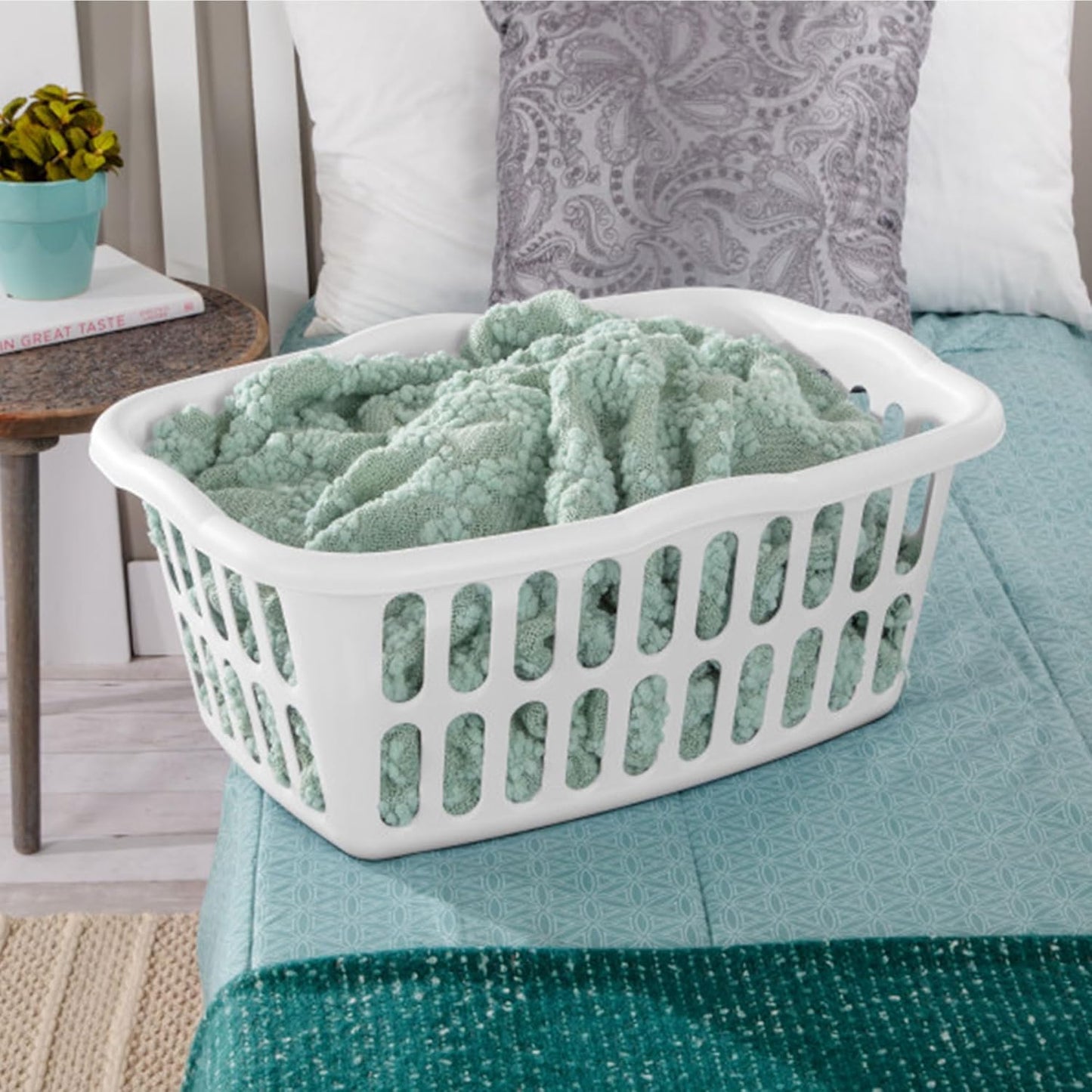 Sterilite Rectangular Laundry Basket - 12-Pack Plastic Hamper, 1.5 Bushel, White | Ideal for Bedroom & Bathroom Storage