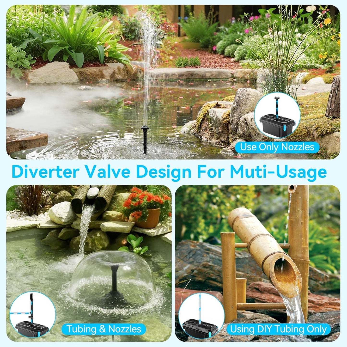 POPOSOAP 25W Solar Water Pump - Adjustable Flow Pond Filter with PVC Tubing for Outdoor Ponds & Waterfalls
