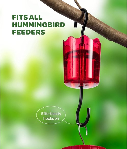 Ant Moat for Hummingbird Feeders - Durable Plastic Ant Guard Set of 2 | Rustproof Red S Hooks