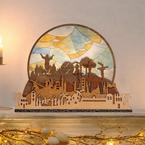 He is Risen Gifts for Adults, Easter Decor Resurrection Scene Empty Tomb, Christian Table Decorations Indoor, Catholic Cross Jesus Religious Easter Gifts Decor (Resurrection)