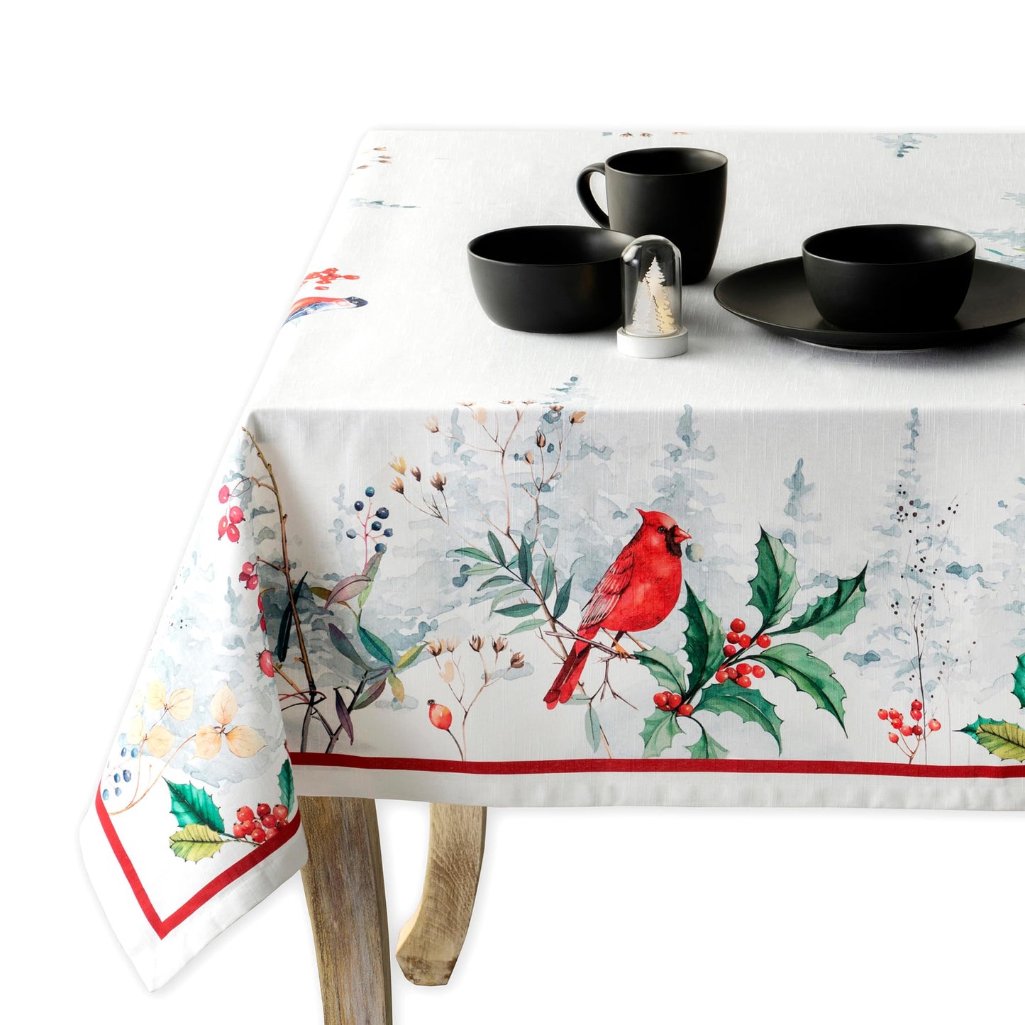 Maison d' Hermine Table Cloth Rectangle Table 100% Cotton 54 x 72 Inches Fall Tablecloth Reusable Everyday Use for Thanksgiving Christmas Decorations Dining Farmhouse Party (Morzine)