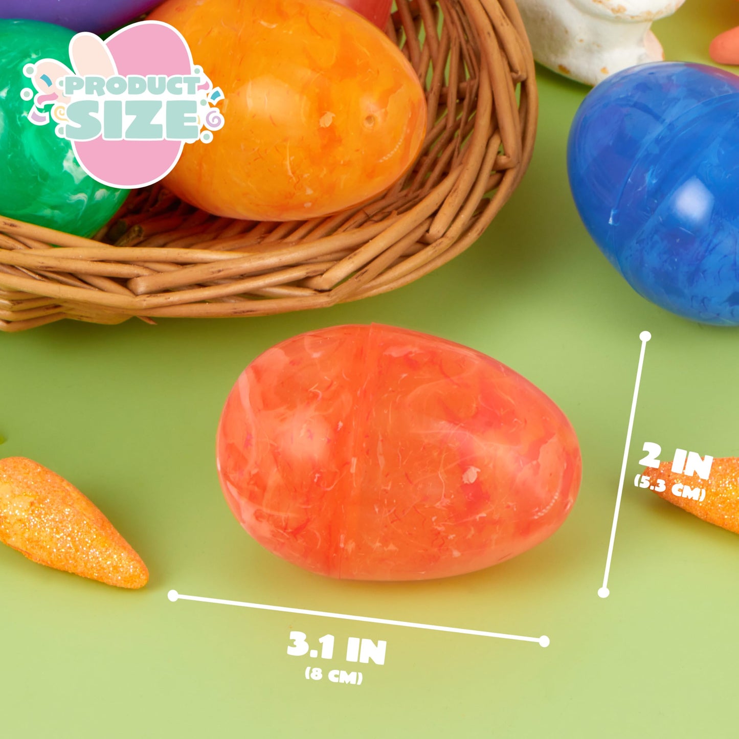 JOYIN 72 Pcs Plastic Iridescent Printed Bright Easter Eggs 3.15" Tall for Easter Hunt, Basket Stuffers Fillers, Classroom Prize Supplies, Filling Treats and Party Favor