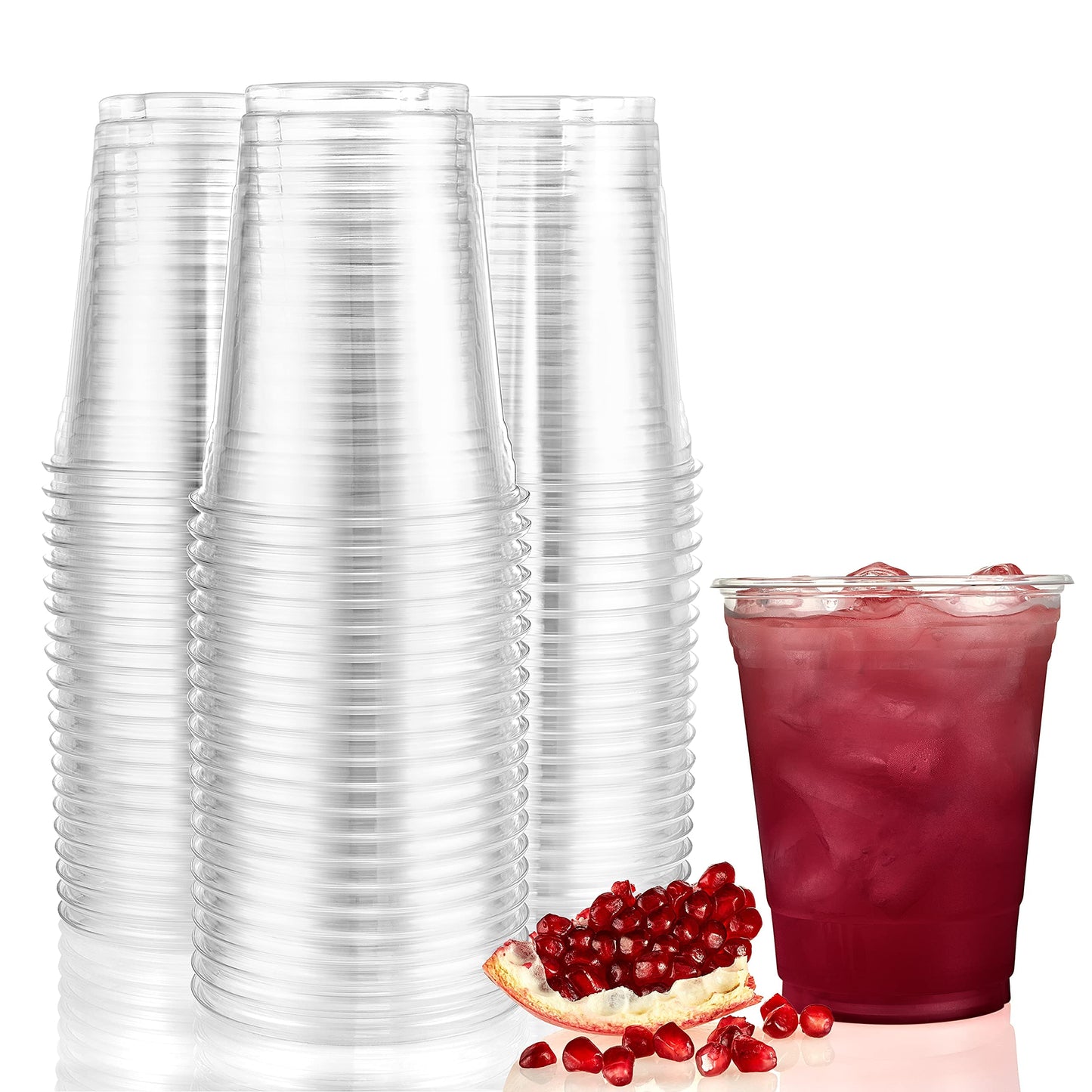 Nicole Home Collection 600 Count Disposable Plastic Cups, Crystal Clear, Durable PET 18 oz. BPA Free