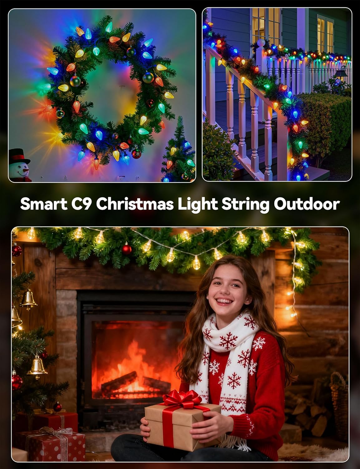 Minetom Smart C9 Christmas Lights - 100 LED Color Changing Fairy Lights | App Control & Music Sync, 99FT
