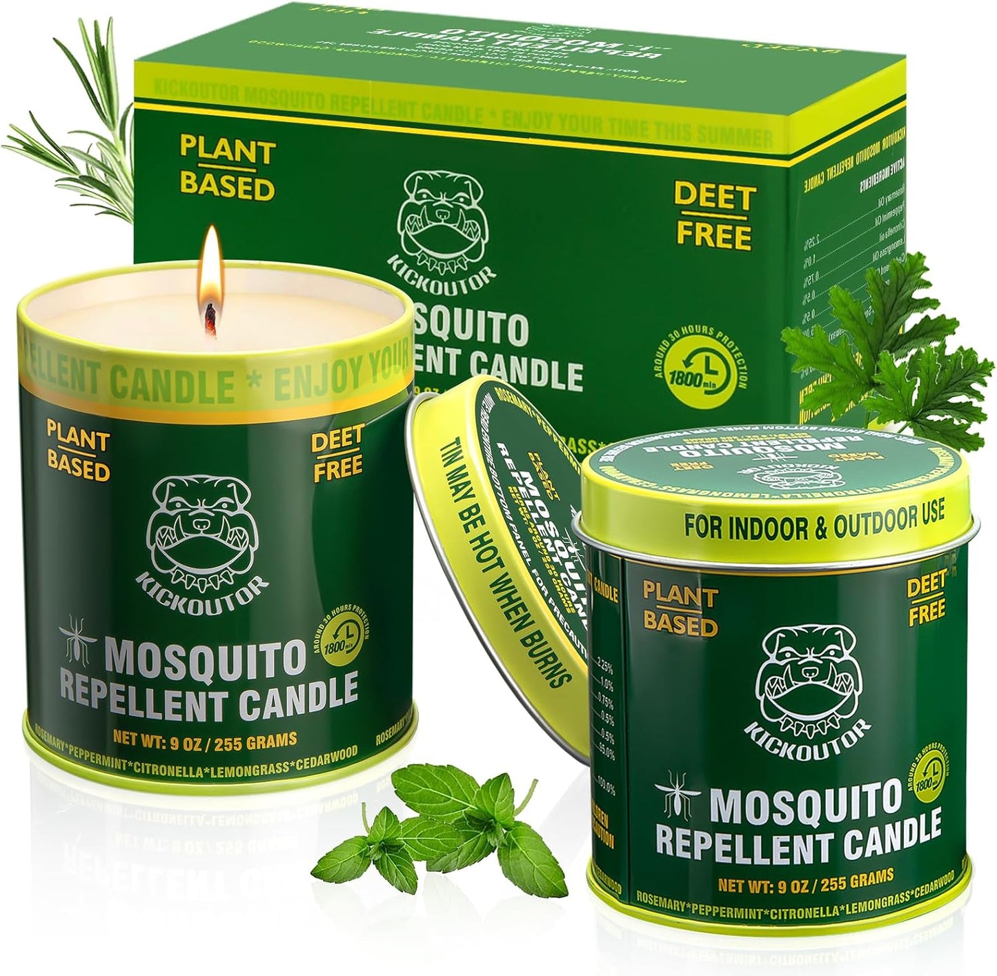 KICKOUTOR® Mosquito Repellent Candles - 2-Pack | 60-Hour DEET-Free Bug Protection with Essential Oils