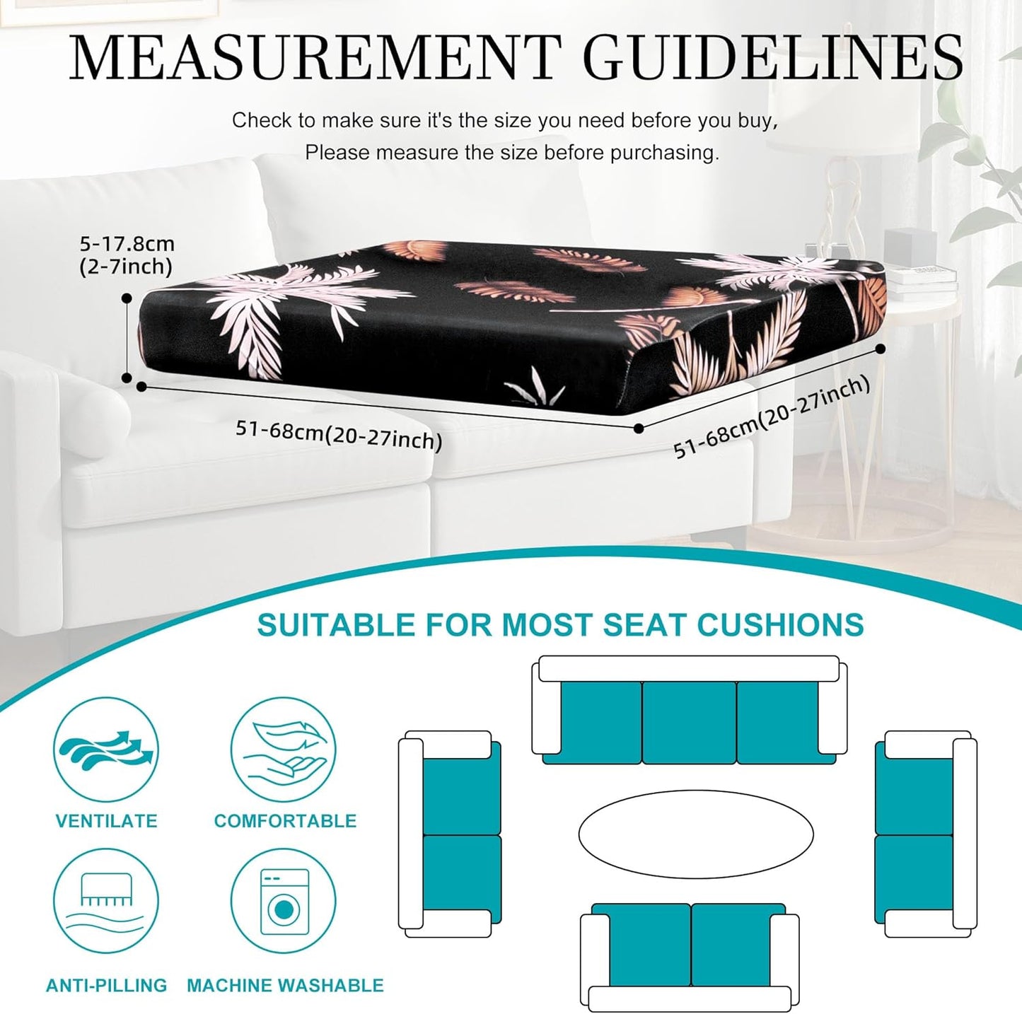 Skiennix 12-Piece Stretch Patio Cushion Covers - Washable Outdoor Sofa Slipcovers in Coconut Trees