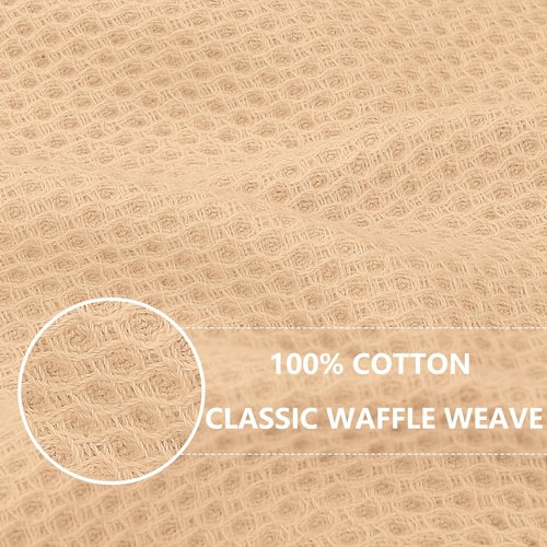 Homaxy 100% Cotton Waffle Weave Kitchen Dish Towels, Ultra Soft Absorbent Quick Drying Cleaning Towel, 13 x 28 Inches, 12-Pack, Apricot