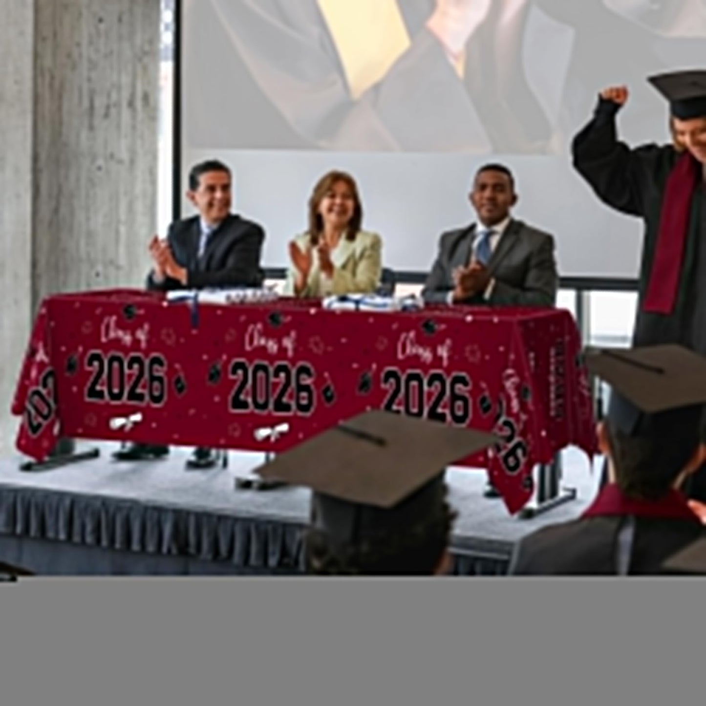QZYL 4 Pack Graduation Table Decorations 2026, 54" x 108" Maroon Graduation Table Cloths, Disposable Grad Party Decorations for Class of 2026 Congrats Grad, Rectangle Plastic Tablecloth for College