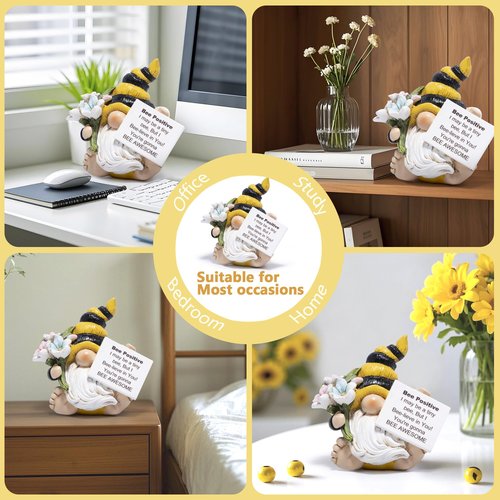 Hodao Positive Bee Motivational Home Decor Emotional Support Encouragement Gifts for Women - Stress Relief Figurine for Worked Women, Handmade Decor with Uplifting Message Office Desk