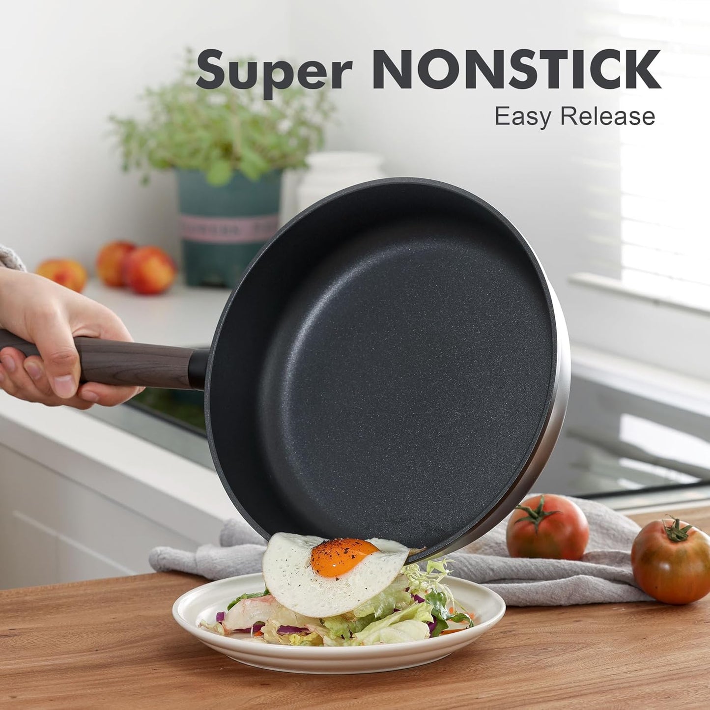 SENSARTE Nonstick Cookware Set - 14-Piece Kitchen Pots and Pans with Stay-Cool Handles | Dishwasher Safe, Induction Compatible, PFOA Free, Black