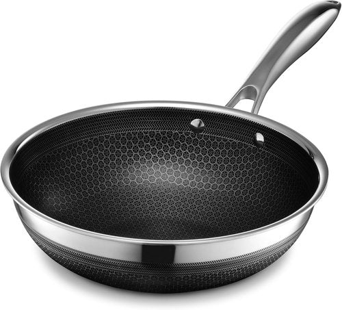 HexClad Hybrid Nonstick 10-Inch Wok - Stay-Cool Handle, Dishwasher Safe & Oven Safe Up to 900°F