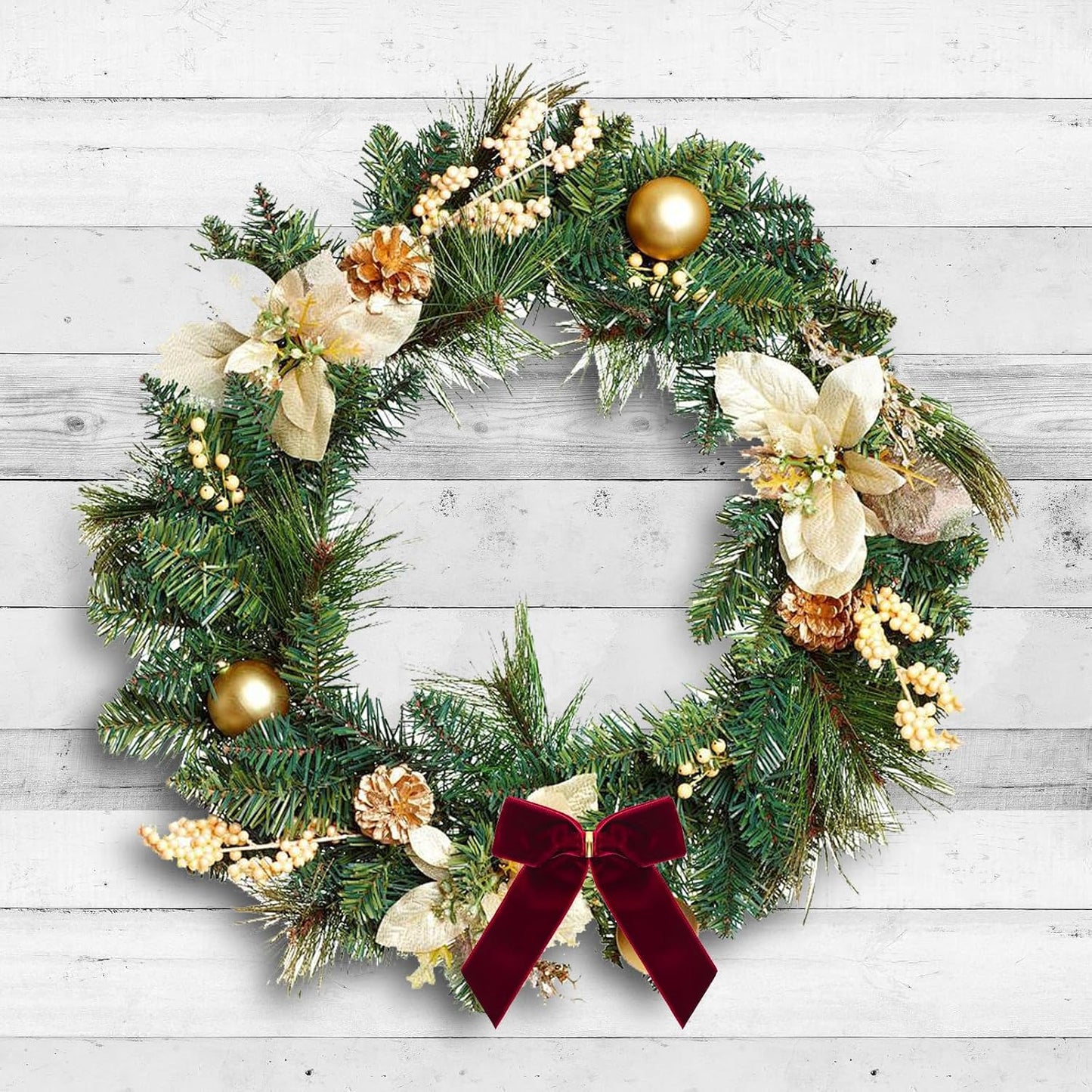 PintreeLand Red Velvet Christmas Bows - 16 Pack Decorative Twist Ties for Trees & Gifts | 3.5x3.5 Inch