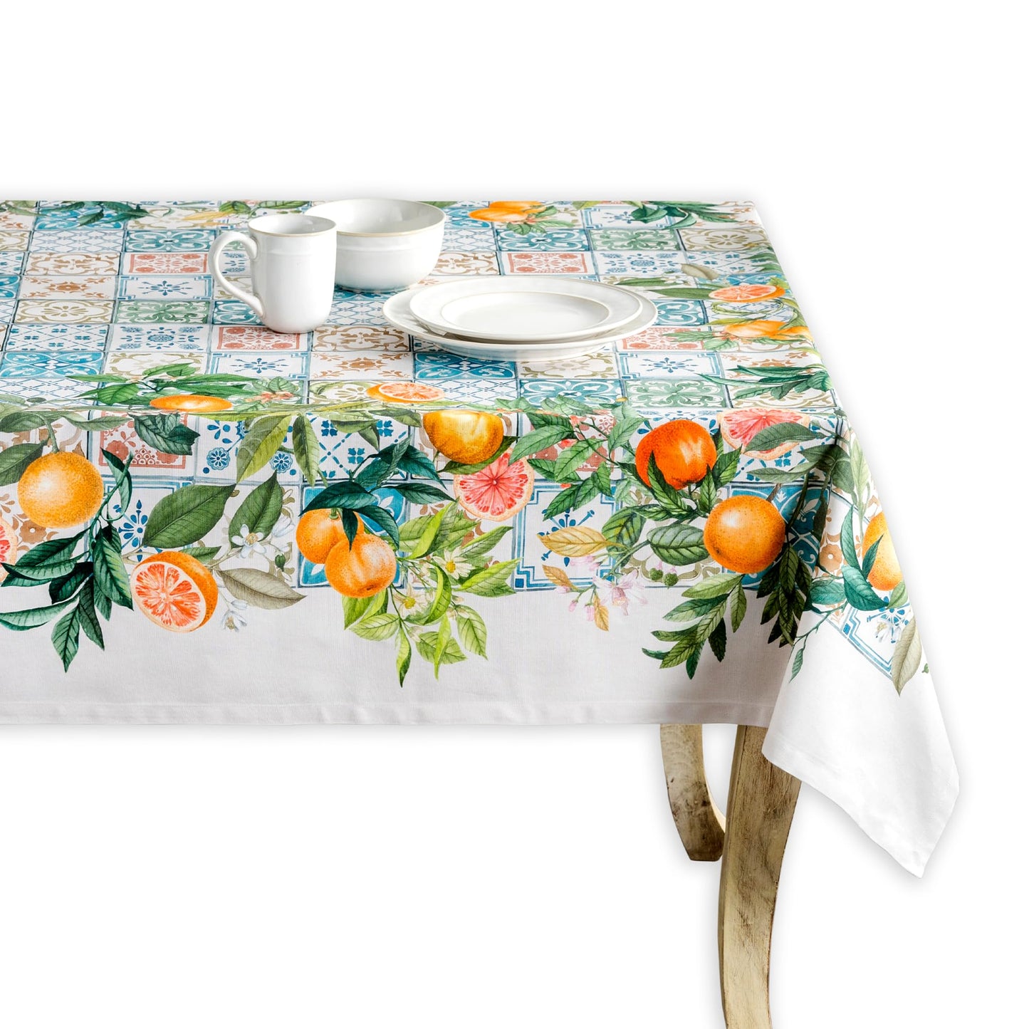 Maison d' Hermine Table Cloth Rectangle Table 100% Cotton 60 x 120 Inches Tablecloth Reusable Decorative for Dining Kitchen Room Farmhouse Home Gifts for Mothers Day Spring Summer - Agrume