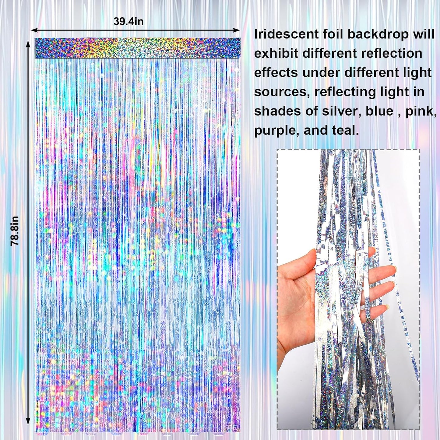 Silver Foil Fringe Curtain by [Brand Name] - 4 Packs of Metallic Tinsel Backdrop for Parties & Events
