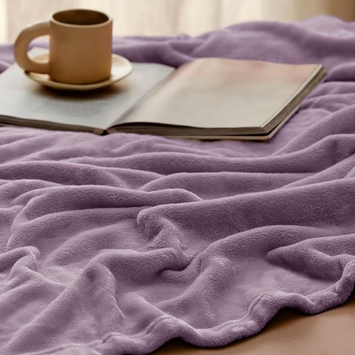 Bedsure GentleSoft Fleece Blanket - Queen Size Fog Purple | Soft, Lightweight, Plush Microfiber, 90x90 Inches