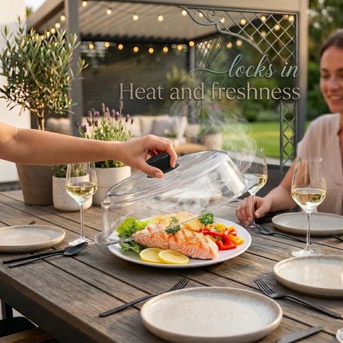 Bezrat Microwave Tall Glass Plate Cover For Food | Splatter Guard Lid with Easy Grip Silicone Handle Knob & Steam Vents | 100% Food Grade | BPA Free and Dishwasher Safe | Plates and Bowls 10 x 3 Inch