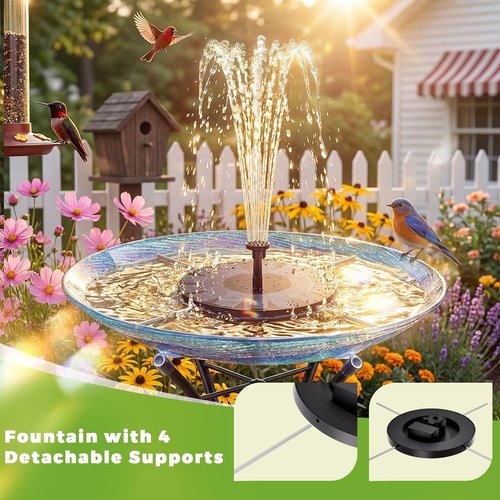 AISITIN Solar Bird Bath Fountain Pump - 2.5W Solar Powered with 6 Nozzles | Ideal for Gardens, Ponds, and Aquariums