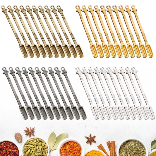 Tideme 40 Pcs Mini Shovel Spoons,Tiny Spoons for Powder,Metal Spoon Power Scoop Tableware Charm Mini Pendant Spoon for Measuring Spices,Herbs,Powder,Coffee,Sugar