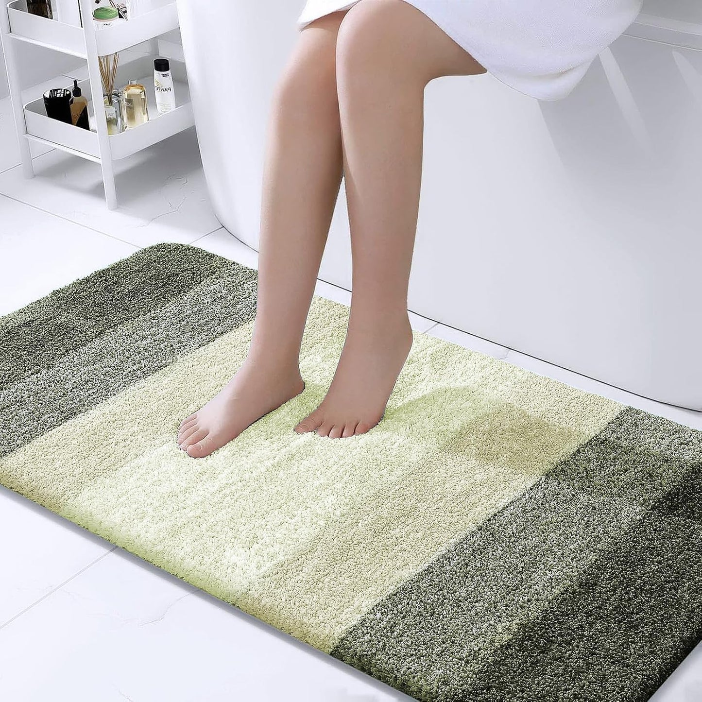 OLANLY Bathroom Runner Rug - Extra Soft Microfiber Mat, Quick Dry & Washable, 44x24, Dark Green