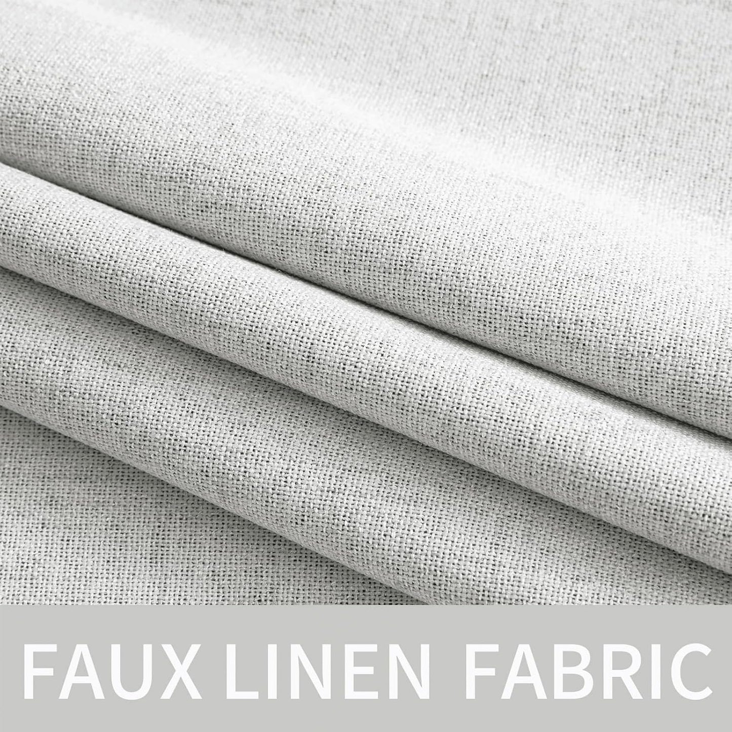 MIULEE 90-Inch Linen Textured Curtains - 100% Blackout Thermal Insulated Drapes | Heathered White, 2 Panels