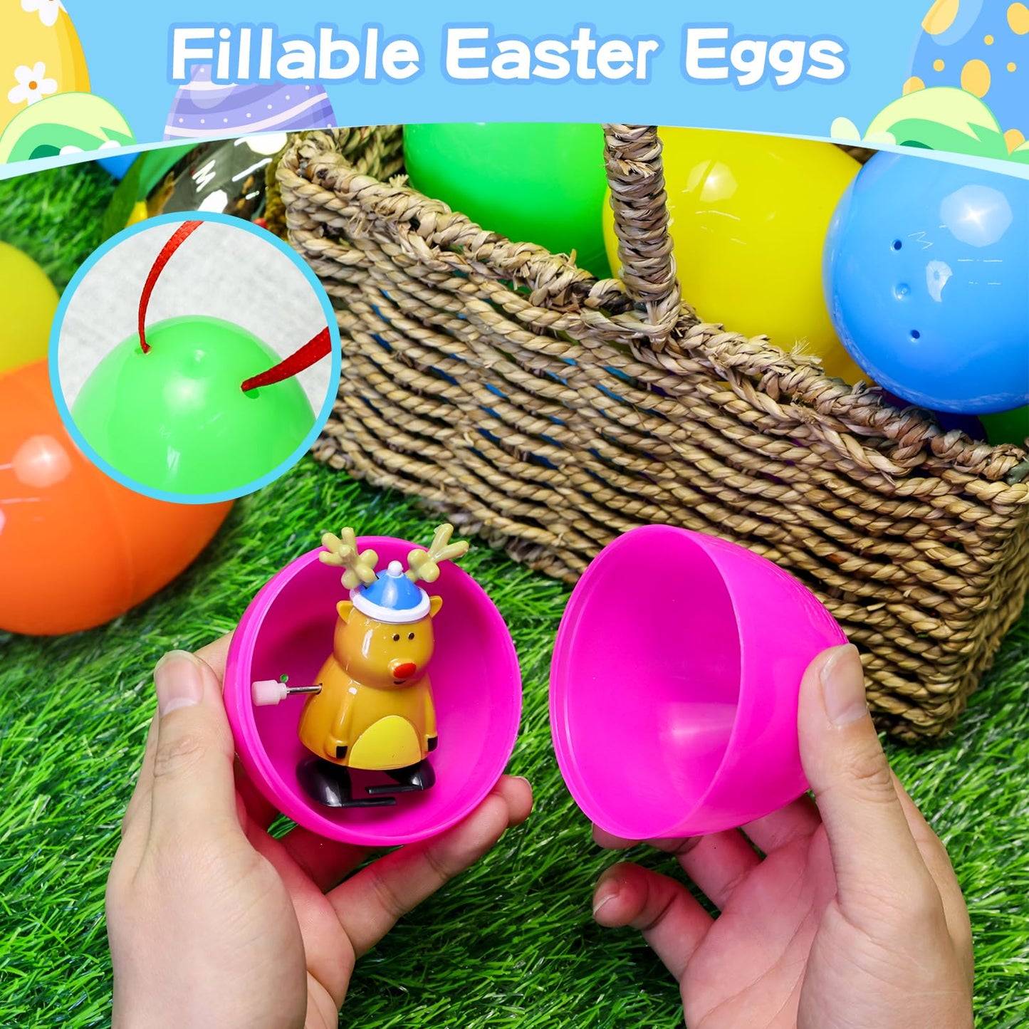 MGparty 72 Pcs Large 4" Easter Eggs Plastic Empty Eggs Bulk with 6 Golden Eggs, Fillable Easter Eggs for Egg Hunt, Easter Basket Stuffers, Party Favors, Decorations