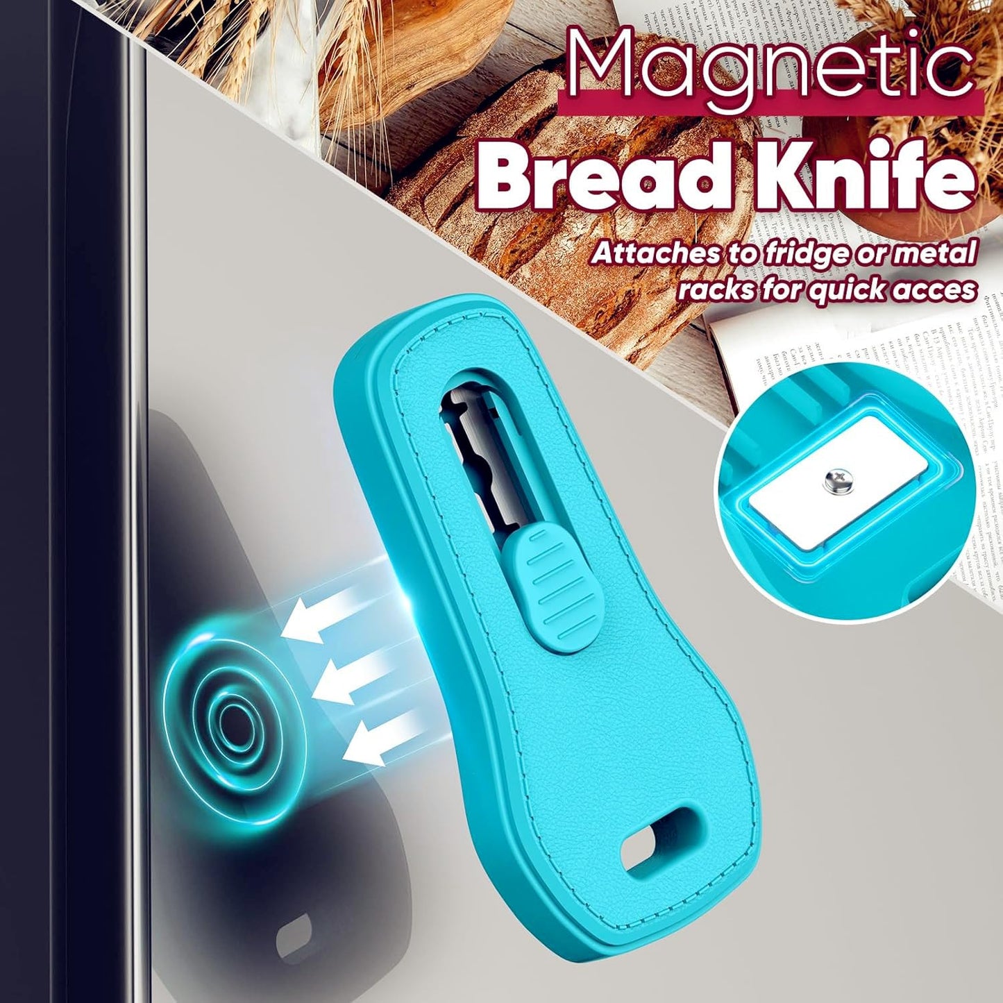24SHEN Bread Lame, Sourdough Scoring Tool with Extractable & Magnetic, Sour Dough Tools Sourdough Cutter for Homemade Bread Making, Scoring Knife Include 5 Razor Blades-Blue