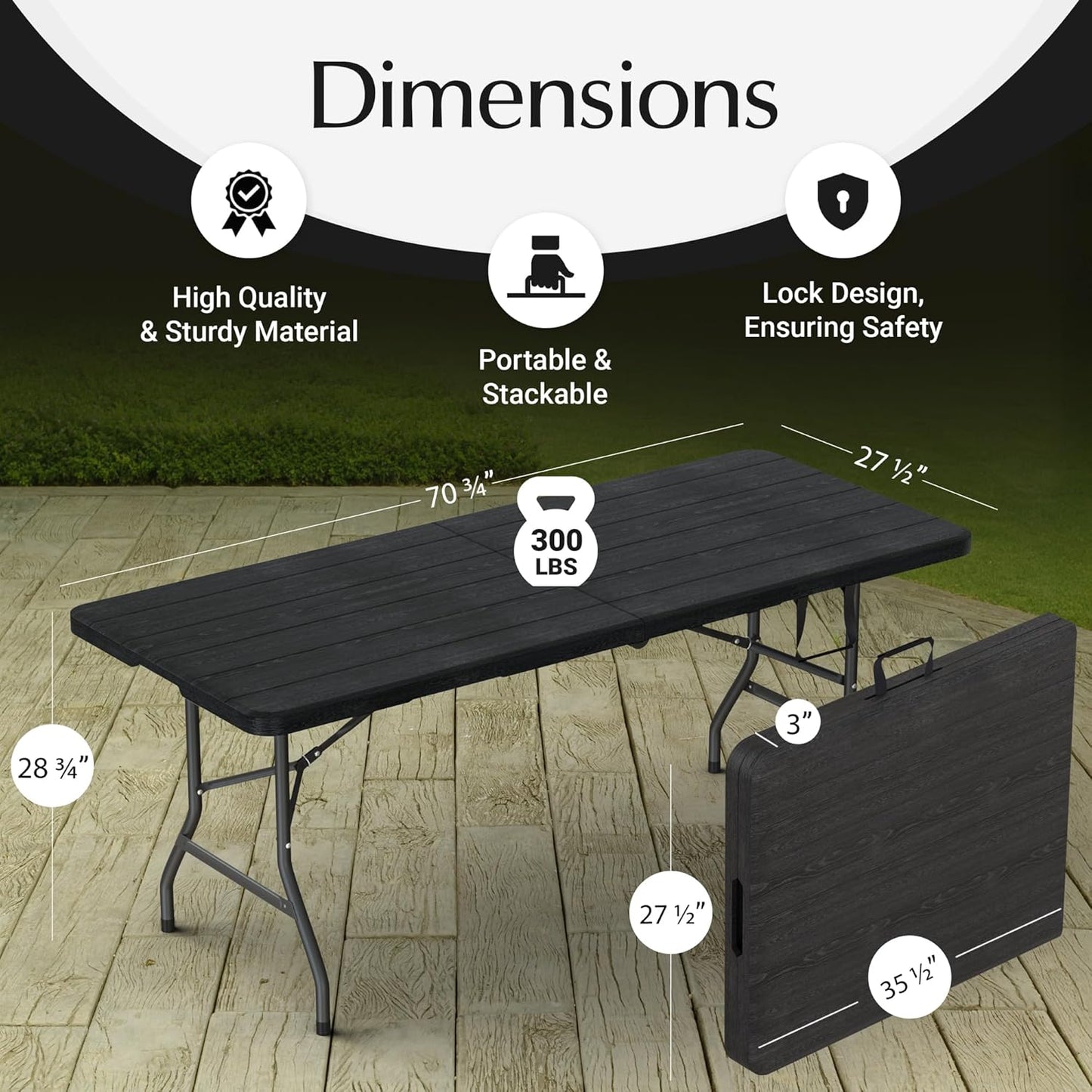 6FT Heavy Duty Folding Table by [Brand Name] - Portable with Built-In Handle & Steel Legs | Ideal for Events, Picnics, and More