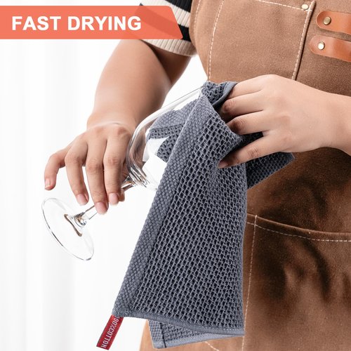 6-Pack Kitchen Dish Cloths, 100% Cotton Waffle Weave, Ultra Soft Absorbent, Quick Drying Dish Towels, 12x12 Inches, Beige