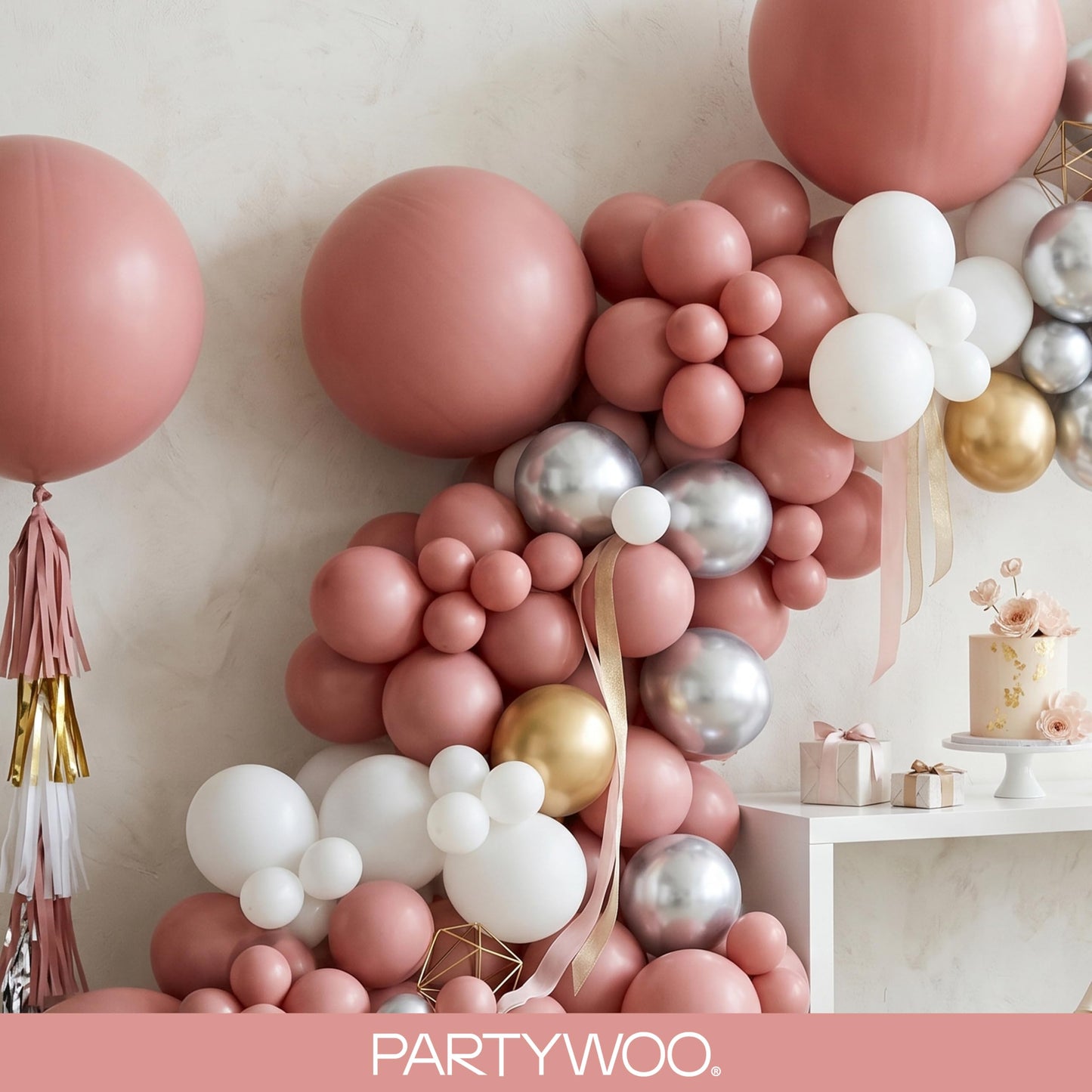 PartyWoo Dusty Pink Balloons 100pcs Different Sizes of 18 12 10 5 Inch Blush Pink Dusty Rose Boho Netural Balloon Arch Kit Garland for Baby Shower Princess Girl Birthday Party Decorations Pink-F01