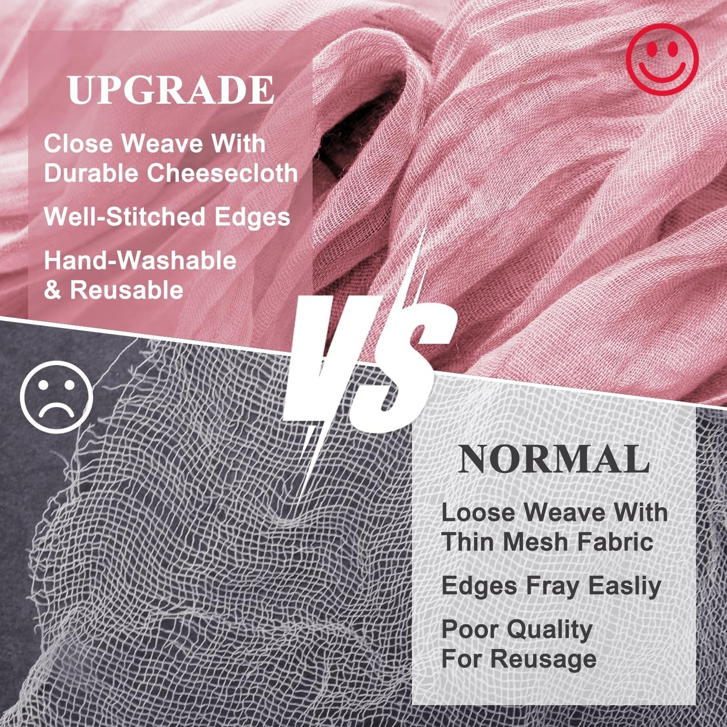 Wokceer Cheesecloth Table Runner - 10FT Pink Boho Gauze for Rustic Party & Wedding Decor | 6-Pack