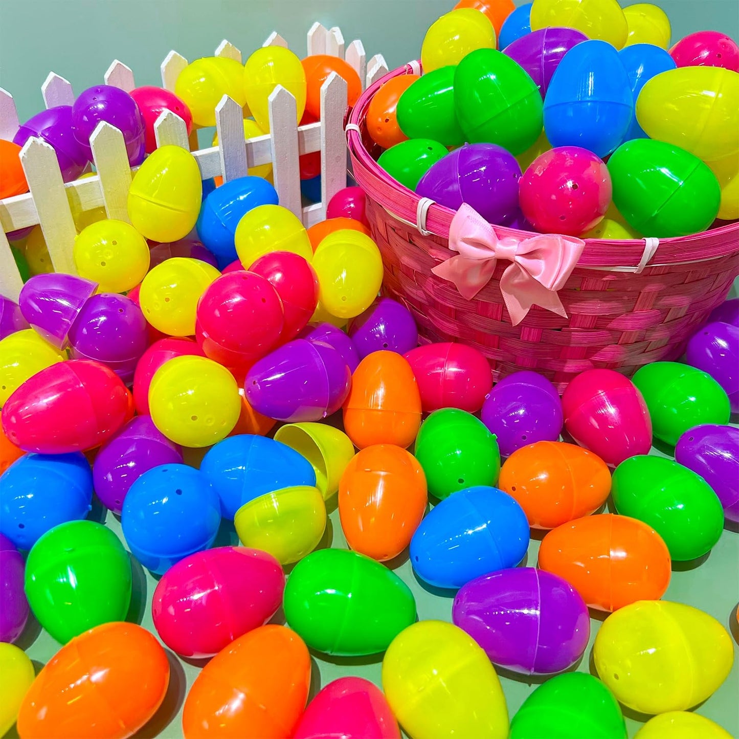 TURNMEON 500 Count 3.1 Inch Large Plastic Easter Eggs Bulk Fillable Empty Eggs for Easter Basket Stuffer Filler Eggs Hunt Filling Treats Theme Party Favors Classroom Prize Supplies Decoration