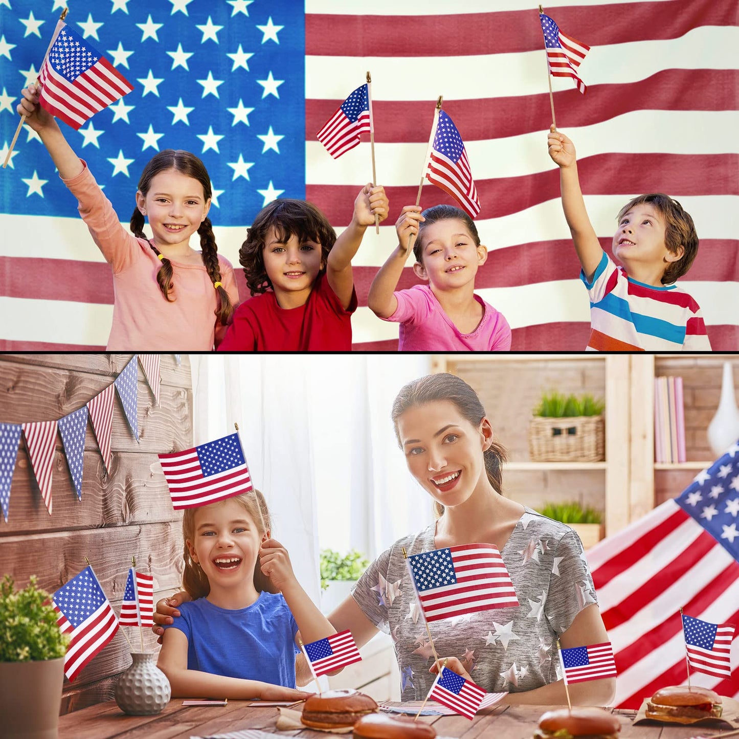 Tegeme 150 Pack Small American Flags on Stick 4 x 6 Inches Handheld USA Flags with Gold Spearhead for USA 250th Anniversary, 4th of July, Memorial Day, Parades Patriotic Party Lawn Outdoor Decor